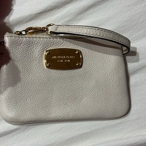 Michael Kors White Leather Wristlet